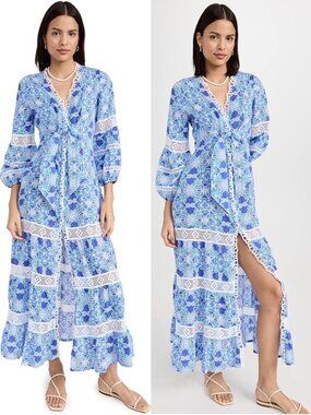 Temptation Positano Women's Linen Bacco 23 Maxi Dress Italy Sz S